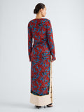 Proenza Schouler Back full length image of model wearing Anais Top in in Printed Stretch Cady in Madder Multi