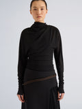 Proenza Schouler Front cropped image of model wearing Golda Top in Gauzy Jersey in Black