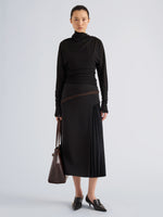 Proenza Schouler Front full length image of model wearing Golda Top in Gauzy Jersey in Black