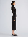 Proenza Schouler Side full length image of model wearing Golda Top in Gauzy Jersey in Black