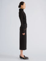 Proenza Schouler Side full length image of model wearing Golda Top in Gauzy Jersey in Black