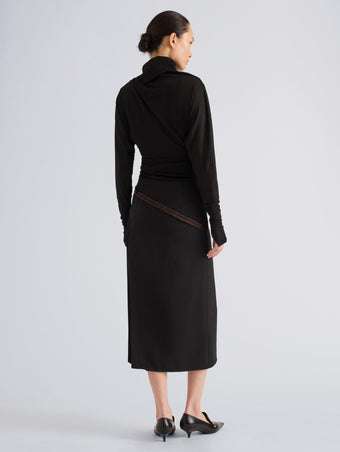 Proenza Schouler Back full length image of model wearing Golda Top in Gauzy Jersey in Black