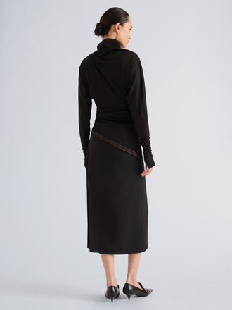 Proenza Schouler Back full length image of model wearing Golda Top in Gauzy Jersey in Black