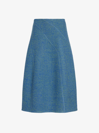 Proenza Schouler Still Life image of Gaelle Skirt in Double Face Melange Outerwear in Green Midnight Multi