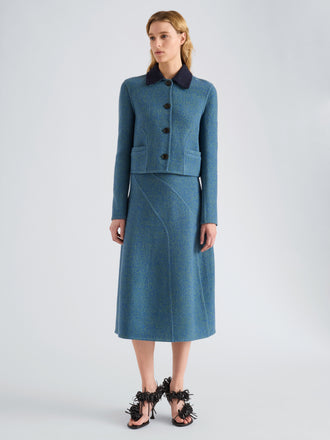 Proenza Schouler Front full length image of model wearing Ismene Pant In Wool Scuba in Black