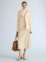 Proenza Schouler Front full length image of model wearing Ismene Pant In Wool Scuba in Black