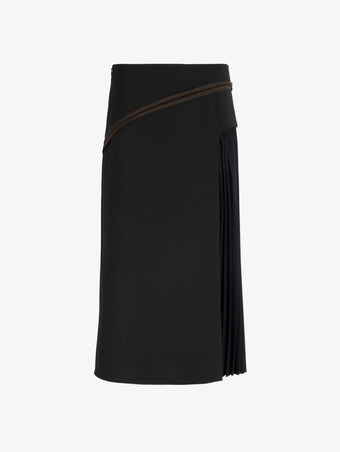 Proenza Schouler Still Life image of Justine Skirt in Bonded Wool Satin in Black Mink