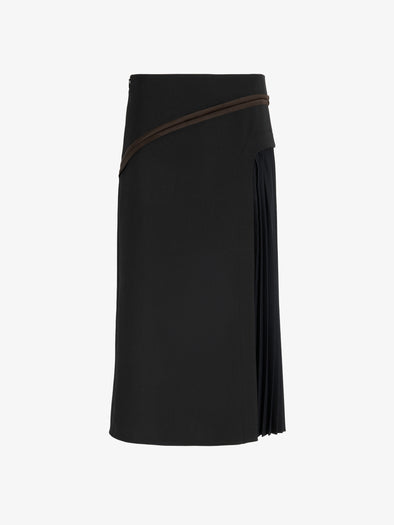 Proenza Schouler Still Life image of Justine Skirt in Bonded Wool Satin in Black Mink