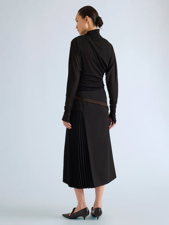 Proenza Schouler Front full length image of model wearing Ismene Pant In Wool Scuba in Black