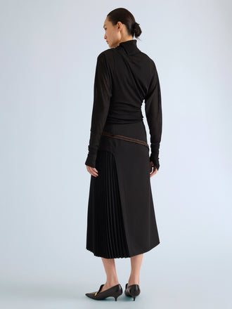 Proenza Schouler Front full length image of model wearing Ismene Pant In Wool Scuba in Black