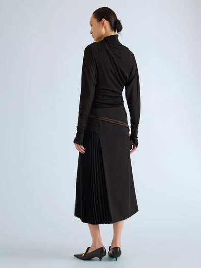 Proenza Schouler Front full length image of model wearing Ismene Pant In Wool Scuba in Black