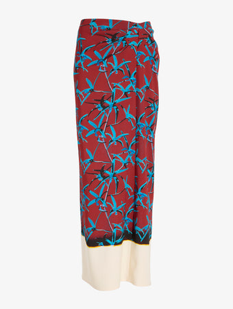 Proenza Schouler Still Life image of Anais Skirt in Printed Stretch Cady in Madder Multi
