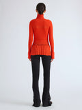 Proenza Schouler Back full length image of model wearing Althea Pant in Bi-Stretch Double Wool in Black
