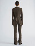 Proenza Schouler Back full length image of model wearing Althea Pant in Bi-Stretch Double Wool in Earth