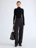 Proenza Schouler Front full length image of model wearing Aitana Pant in Tropical Wool in Black