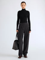 Proenza Schouler Front full length image of model wearing Aitana Pant in Tropical Wool in Black