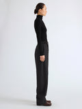 Proenza Schouler Side full length image of model wearing Aitana Pant in Tropical Wool in Black