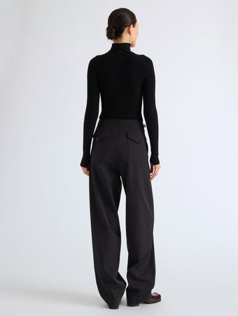 Proenza Schouler Back full length image of model wearing Aitana Pant in Tropical Wool in Black