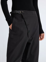Proenza Schouler Detail image of model wearing Aitana Pant in Tropical Wool in Black