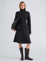 Proenza Schouler Front Full Length On Model Image of Capucine Jacket in Donegal Knit in Black Multi