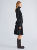 Proenza Schouler Side Full Length On Model Image of Capucine Jacket in Donegal Knit in Black Multi