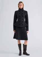 Proenza Schouler Front Full Length On Model Image of Capucine Jacket in Donegal Knit in Black Multi