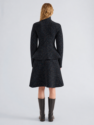 Proenza Schouler Back Full Length On Model Image of Capucine Jacket in Donegal Knit in Black Multi