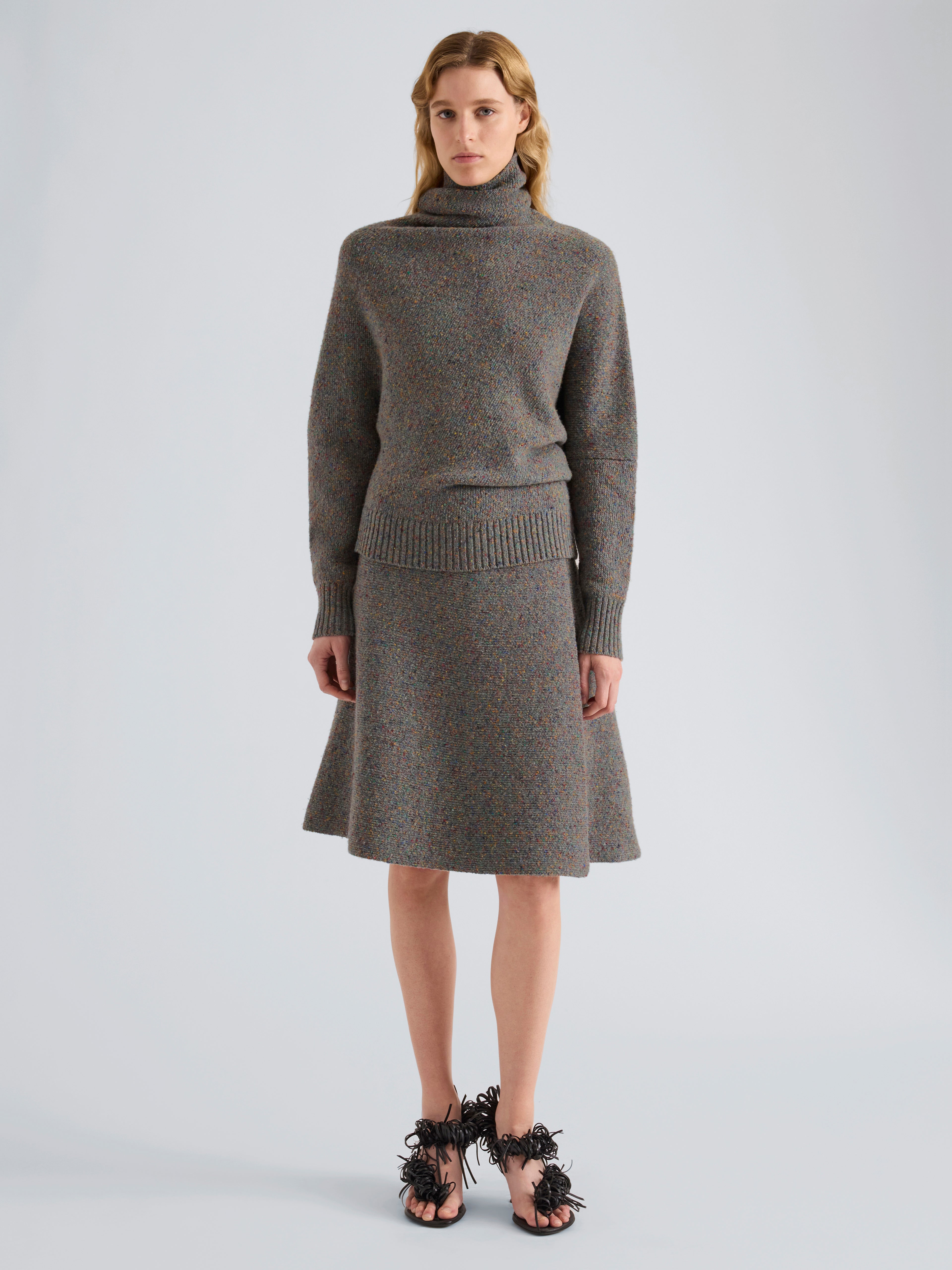 Capucine Skirt in Donegal Knit - Blue Multi