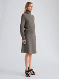 Proenza Schouler Side full length image of model wearing Capucine Skirt in Donegal Knit in Blue Multi