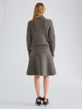 Proenza Schouler Back full length image of model wearing Capucine Skirt in Donegal Knit in Blue Multi