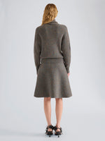 Proenza Schouler Back full length image of model wearing Capucine Skirt in Donegal Knit in Blue Multi