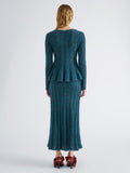 Proenza Schouler Back full length image of model wearing Joelle Skirt in Looped Mohair in Blue Multi