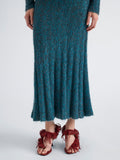 Proenza Schouler Detail image of model wearing Joelle Skirt in Looped Mohair in Blue Multi
