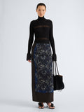 Proenza Schouler Front full length image of model wearing Rosario Top in Textured Merino Wool in Black
