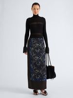 Proenza Schouler Front full length image of model wearing Rosario Top in Textured Merino Wool in Black