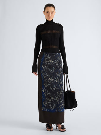 Proenza Schouler Front full length image of model wearing Rosario Top in Textured Merino Wool in Black