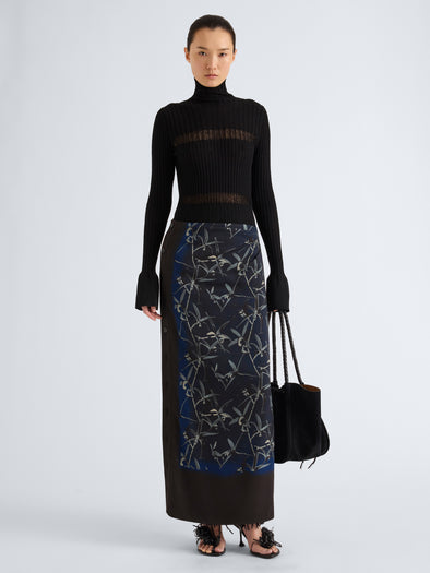 Proenza Schouler Front full length image of model wearing Rosario Top in Textured Merino Wool in Black