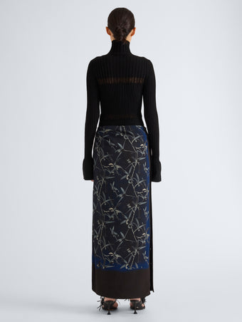 Proenza Schouler Back full length image of model wearing Rosario Top in Textured Merino Wool in Black