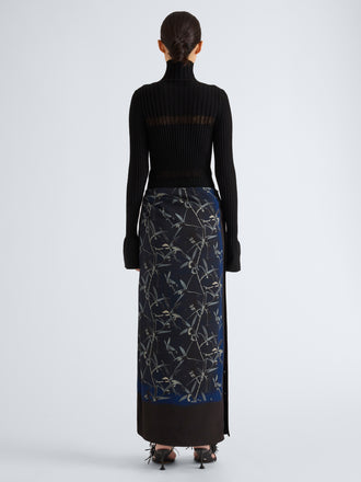 Proenza Schouler Back full length image of model wearing Rosario Top in Textured Merino Wool in Black