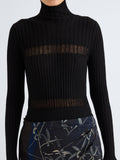 Proenza Schouler Detail image of model wearing Rosario Top in Textured Merino Wool in Black