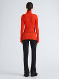 Proenza Schouler Back full length image of model wearing Rosario Top in Textured Merino Wool in Orange