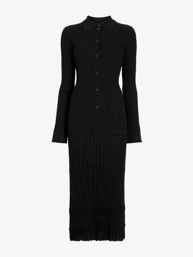 Proenza Schouler Still Life image of Rosario Dress in Textured Merino Wool in Black
