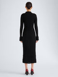 Proenza Schouler Back full length image of model wearing Rosario Dress in Textured Merino Wool in Black