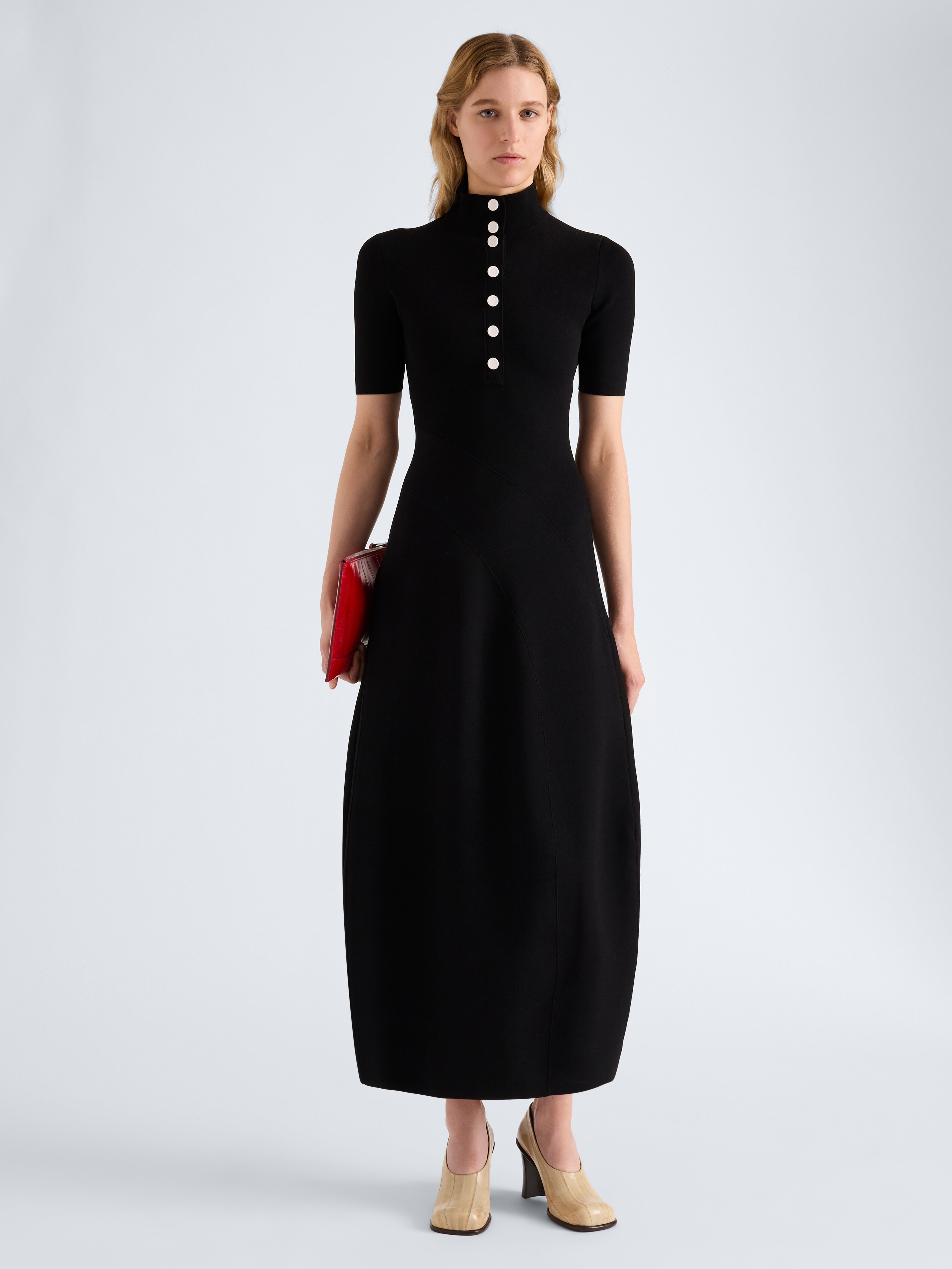 Mathilde Dress in Compact Stretch Viscose - Black