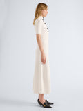 Proenza Schouler Side full length image of model wearing Mathilde Dress in Compact Stretch Viscose in Off White