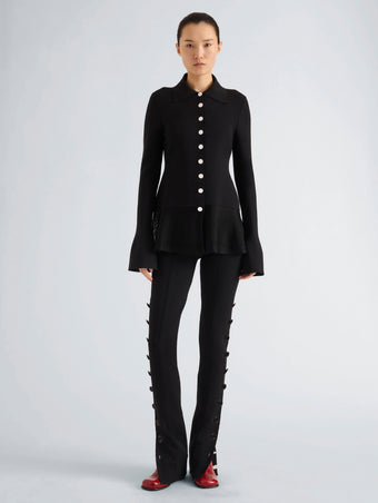 Proenza Schouler Front full length image of model wearing Martina Pant in Compact Stretch Viscose in Black