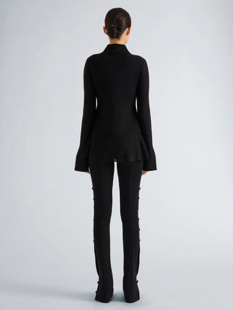 Proenza Schouler Back full length image of model wearing Martina Pant in Compact Stretch Viscose in Black