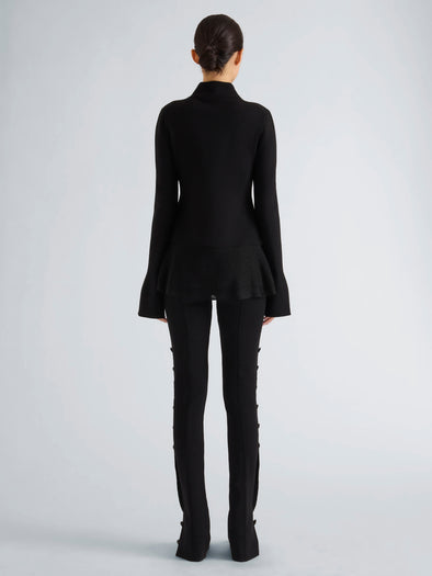 Proenza Schouler Back full length image of model wearing Martina Pant in Compact Stretch Viscose in Black