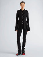 Proenza Schouler Front full length image of model wearing Martina Pant in Compact Stretch Viscose in Black