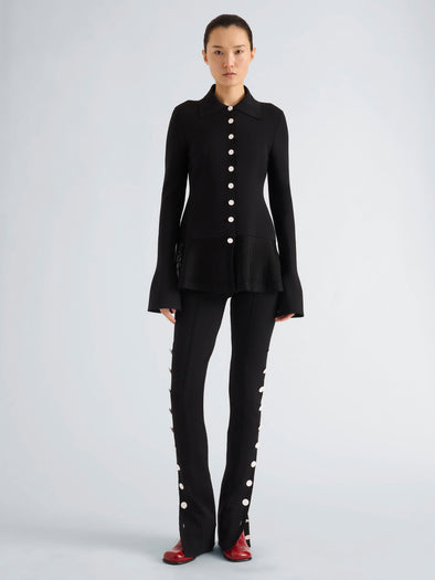 Proenza Schouler Front full length image of model wearing Martina Pant in Compact Stretch Viscose in Black